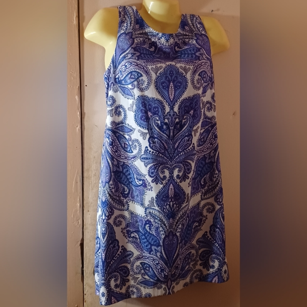 AGB Purple Paisley Shift Dress Mini SZ 8